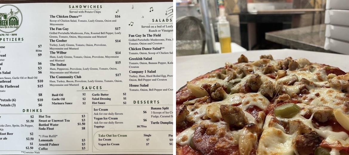 The Green Room Restaurant Menu