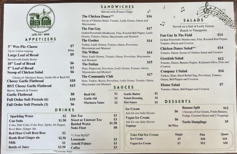 The Green Room Restaurant Menu image 1